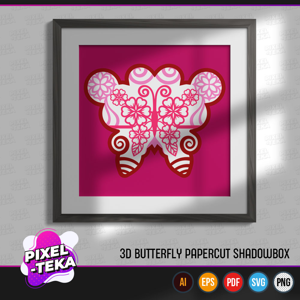 3D Butterfly Papercut Shadowbox