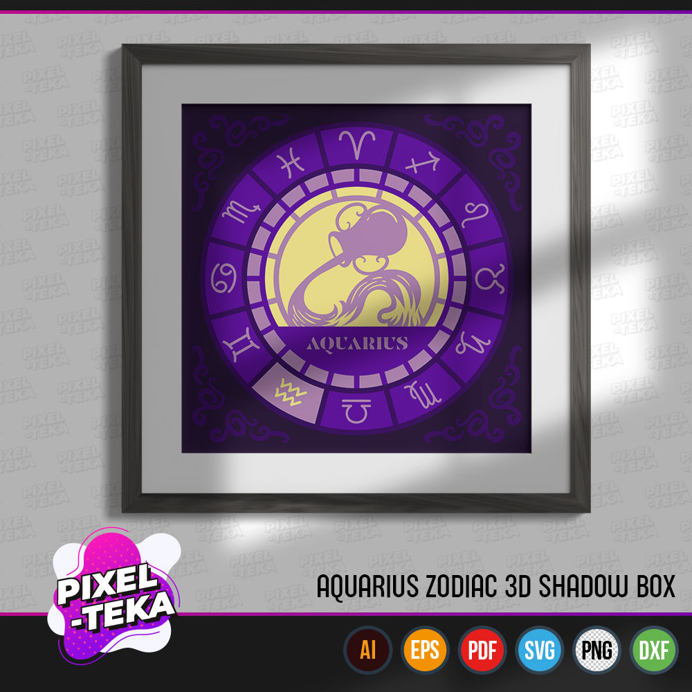 Aquarius Zodiac 3D Shadow Box