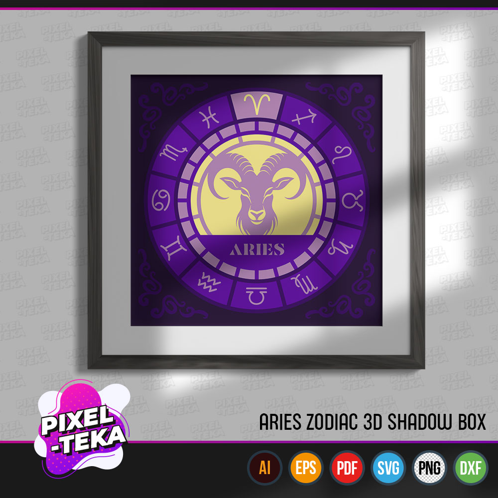 Aries Zodiac 3D Shadow Box