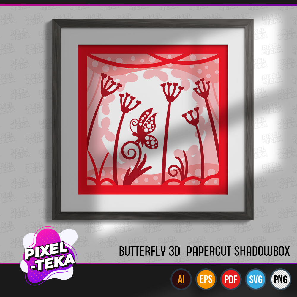 Butterfly 3D Papercut Shadowbox