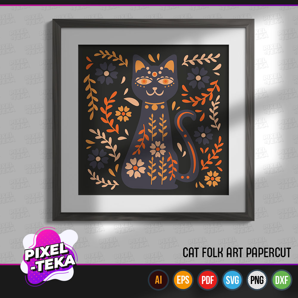 Cat Folk Art Papercut