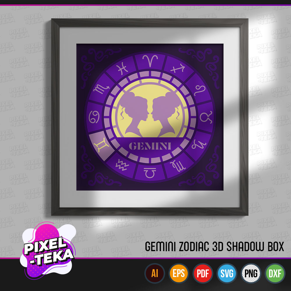 Gemini Zodiac 3D Shadow Box