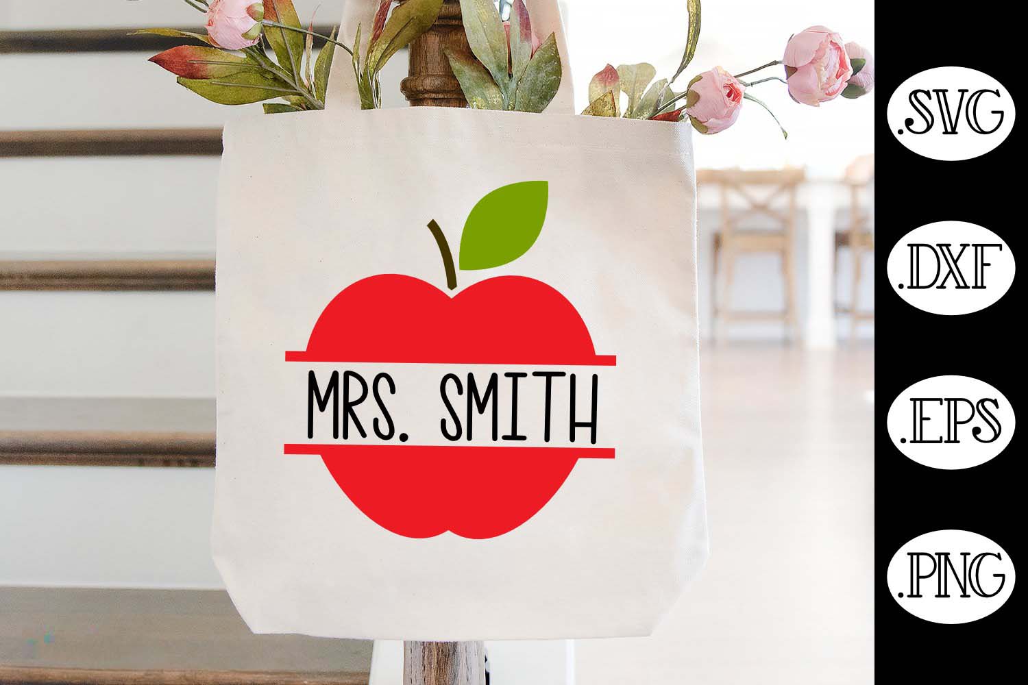 Teacher Apple Split Monogram SVG
