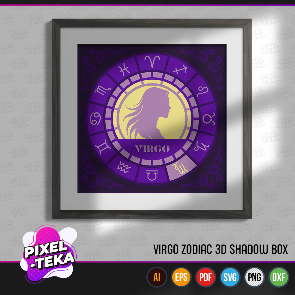 Virgo Zodiac 3D Shadow Box