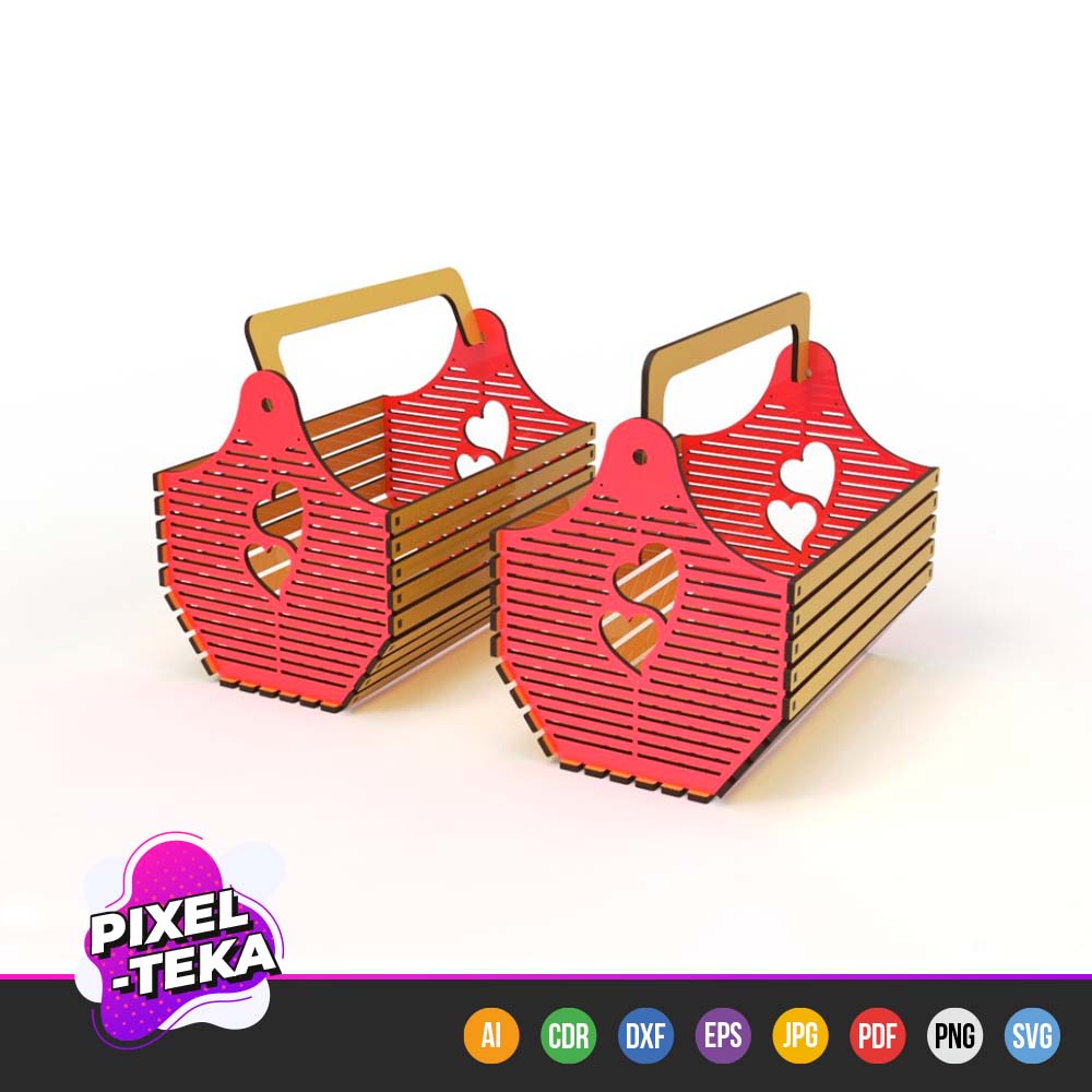 Basket with Handle and Hearts