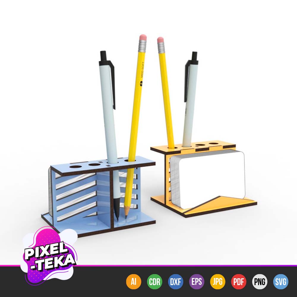 Business Card Holder with Four Pens Stand