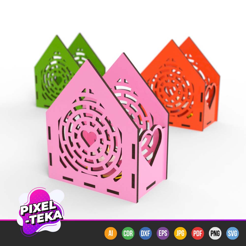 Candle Stand with Heart & House Design