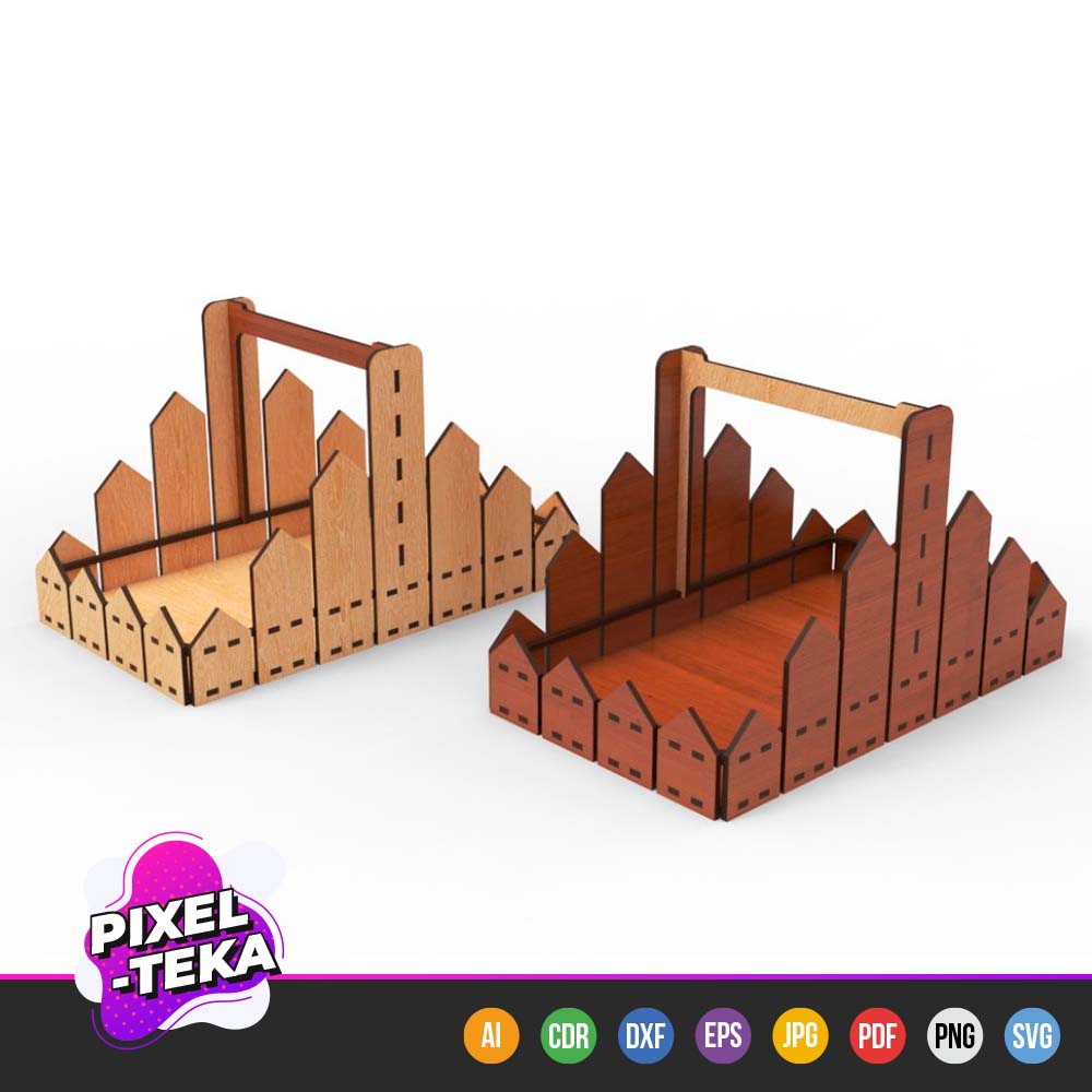 Fence-Shaped Basket with a Handle