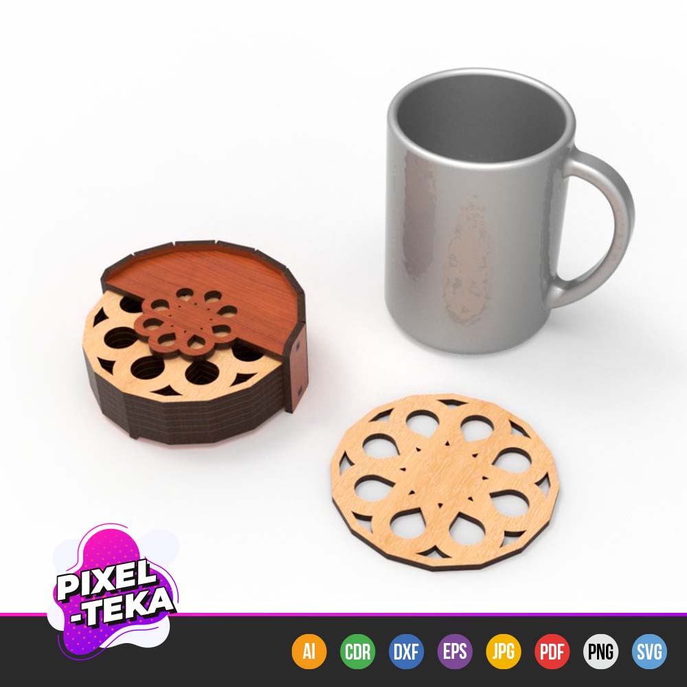 Flower Shape Flat Coaster with a Stand