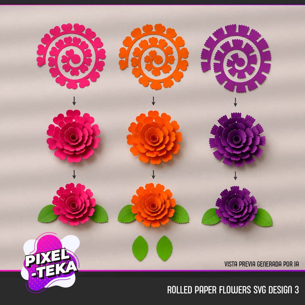 Rolled Paper Flowers SVG Design 2