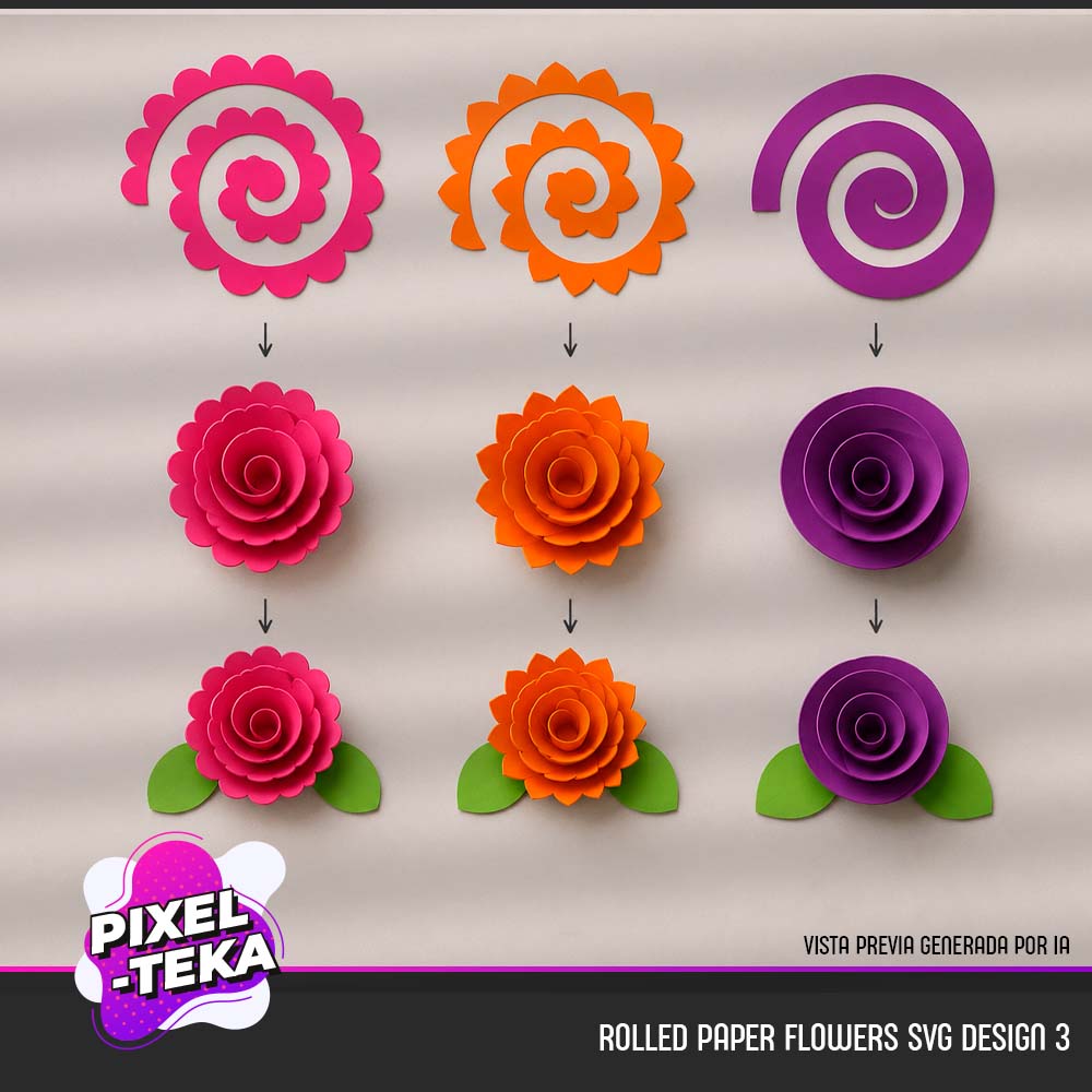 Rolled Paper Flowers SVG Design 3