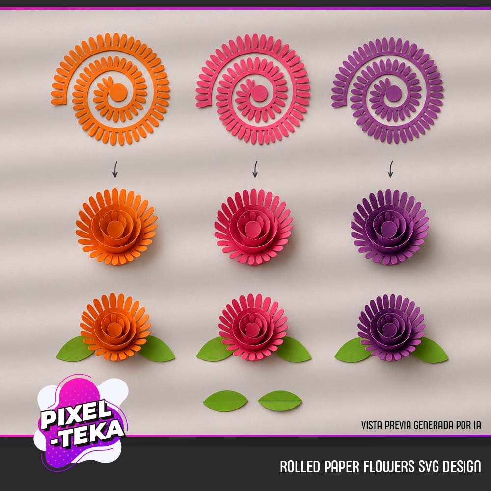 Rolled Paper Flowers SVG Design
