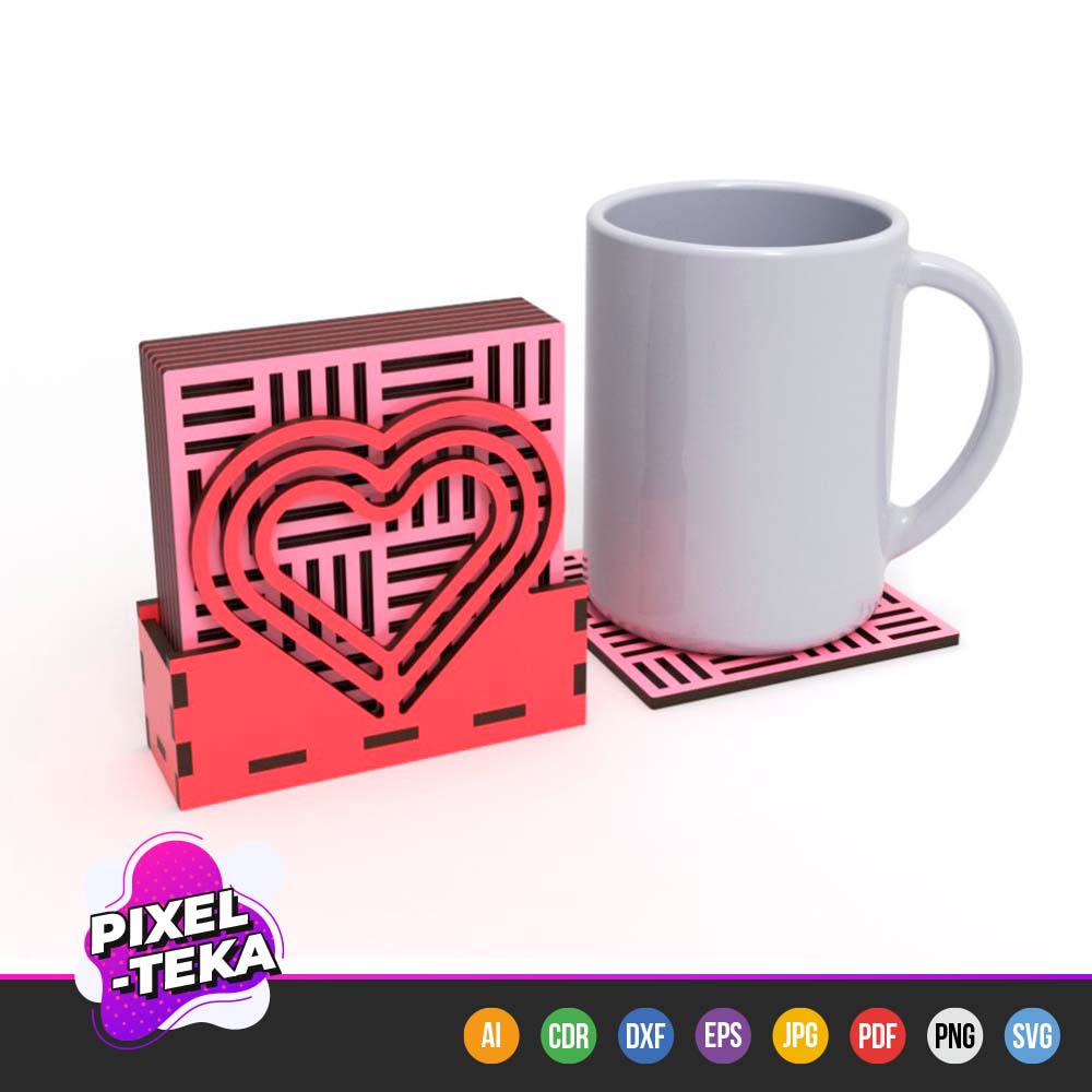 coaster with Stand Heart Shaped