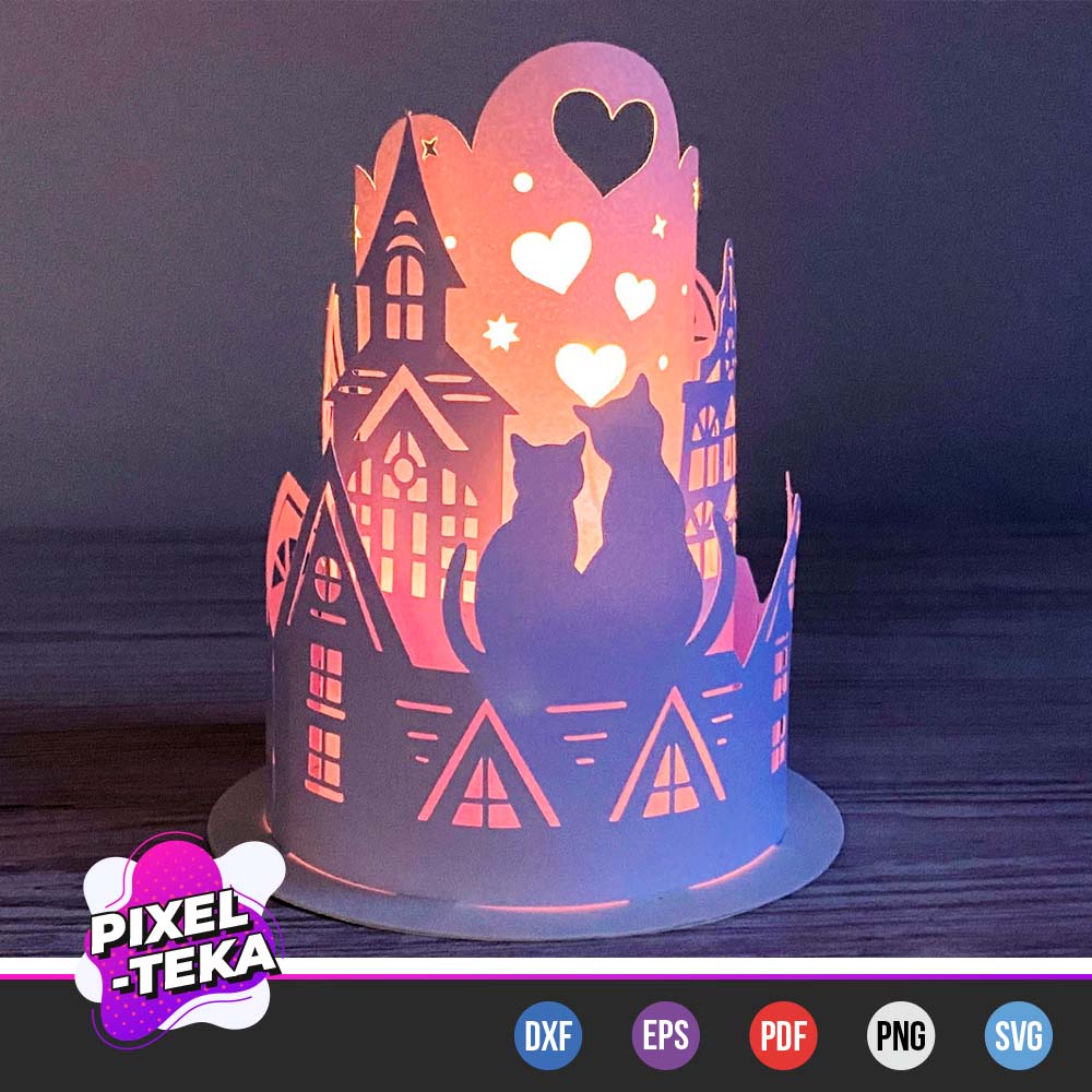 3D Cat Love Paper Lantern