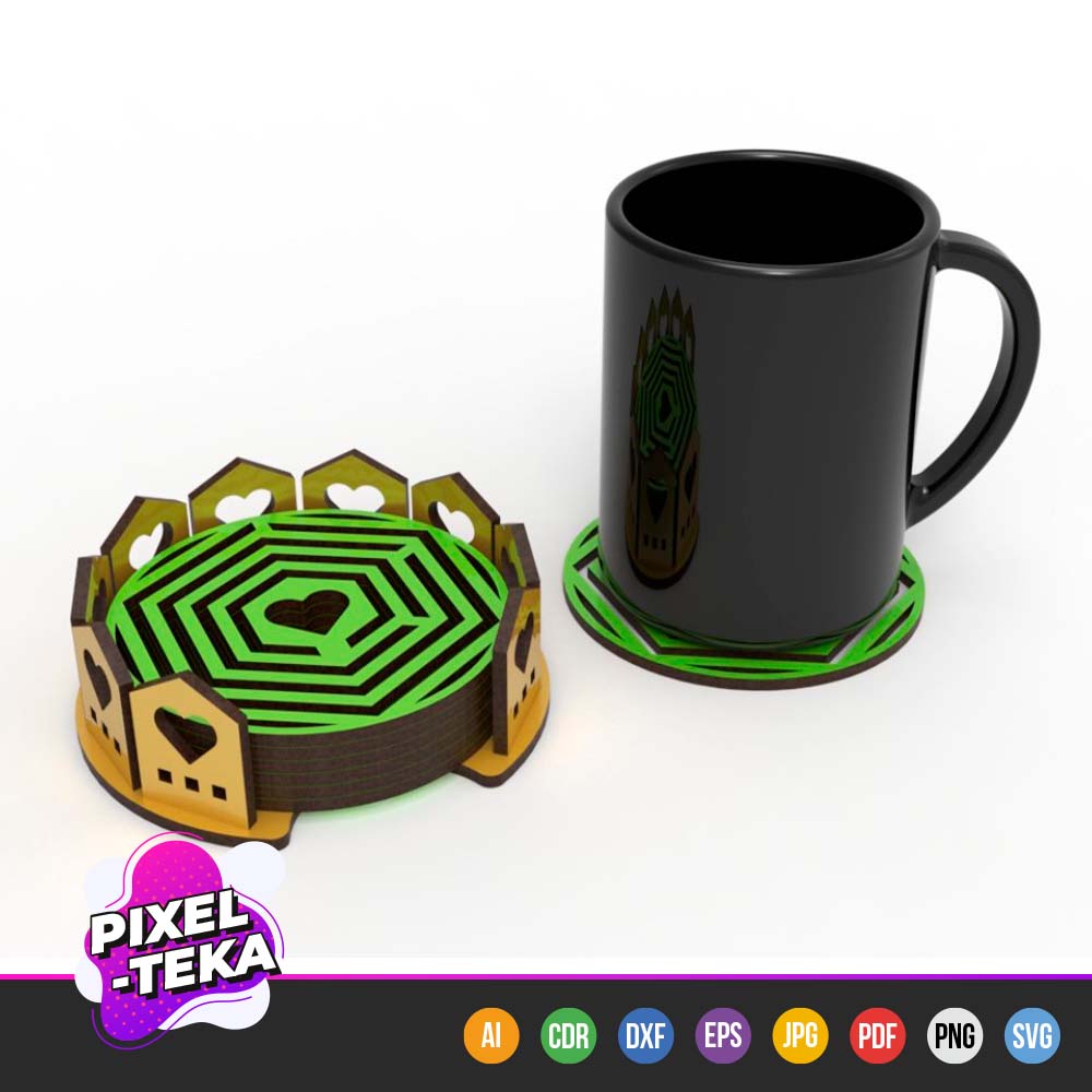 Heart Maze Coaster with Holder